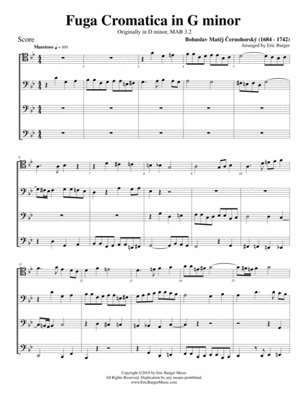 Fuga Cromatica In G Minor For Trombone Or Low Brass Quartet Sheet Music