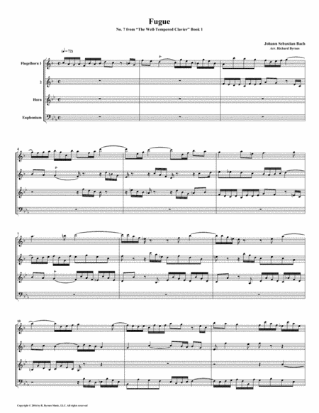 Fugue 07 From Well Tempered Clavier Book 1 Conical Brass Quartet Sheet Music