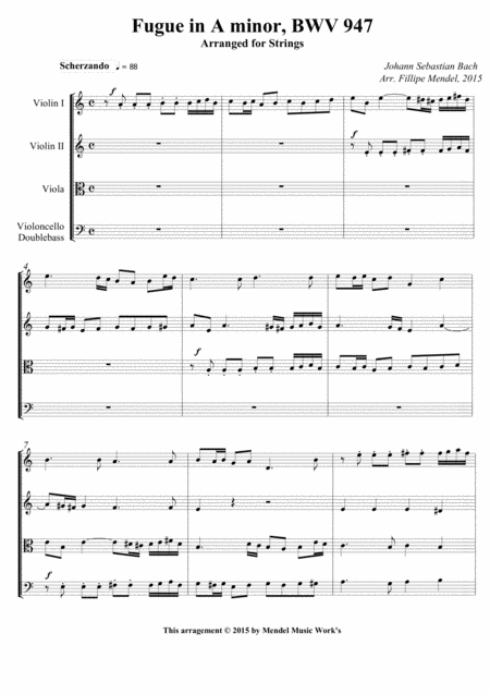 Fugue In A Minor Bwv 947 Sheet Music