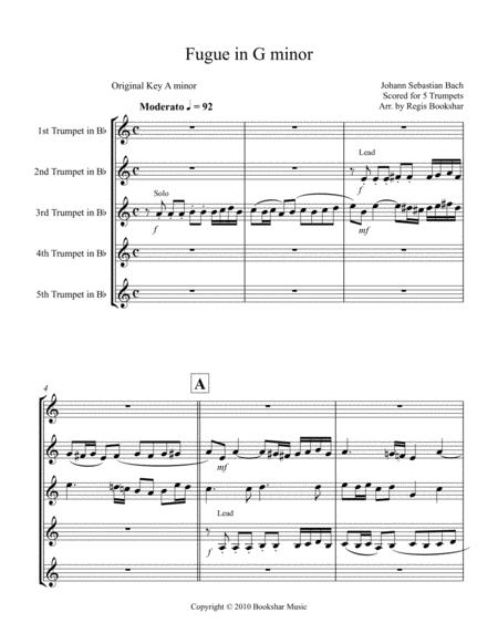 Free Sheet Music Fugue In G Minor 5 Trumpets