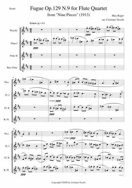 Free Sheet Music Fugue Op 129 N 9 For Flute Quartet