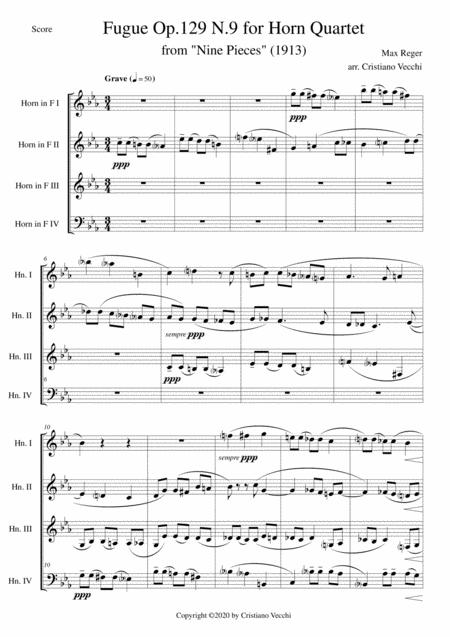 Fugue Op 129 N 9 For Horn Quartet Sheet Music