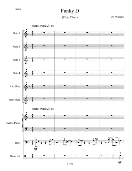 Free Sheet Music Funky D Flute Choir