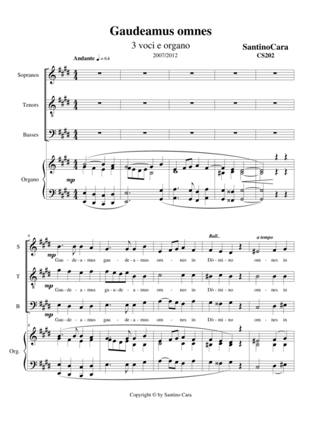 Gaudeamus Omnes Sacred Motet For Choir Stb And Organ Sheet Music