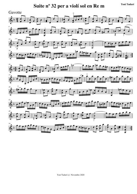 Free Sheet Music Gavotte For Violin Solo Baroque Suite N 32