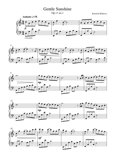 Free Sheet Music Gentle Sunshine Op 11 No 1