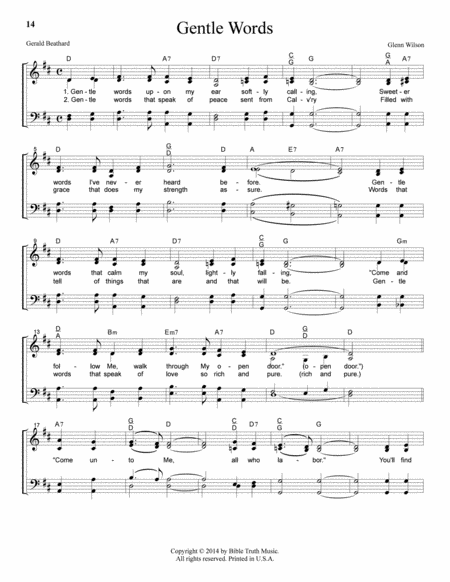 Free Sheet Music Gentle Words