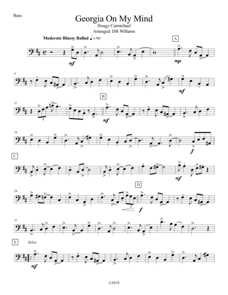 Georgia On My Mind Strings Bass Sheet Music