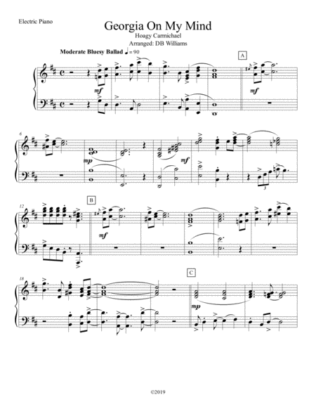 Georgia On My Mind Strings Electric Piano Sheet Music