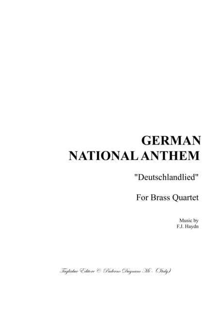 Free Sheet Music German National Anthem Arr For Brass Quartet