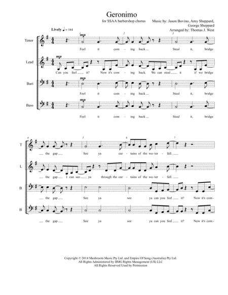 Geronimo Ssaa Barbershop Sheet Music