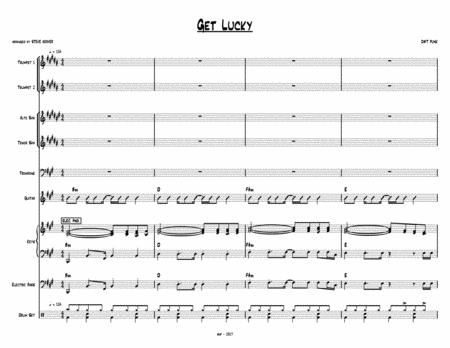 Get Lucky Pro Combo Huge Dance Hit From Daft Punk 5 Horns Sheet Music