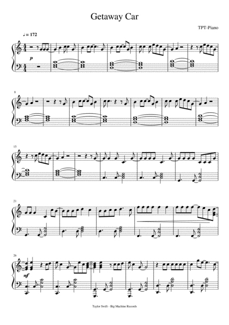 Getaway Car Sheet Music