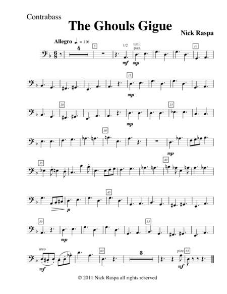 Free Sheet Music Ghouls Gigue From Three Dances For Halloween Contrabass Part