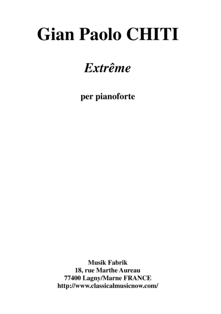 Free Sheet Music Gian Paolo Chiti Extrme For Piano