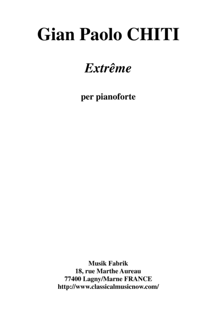 Gian Paolo Chiti Extrme For Piano Sheet Music