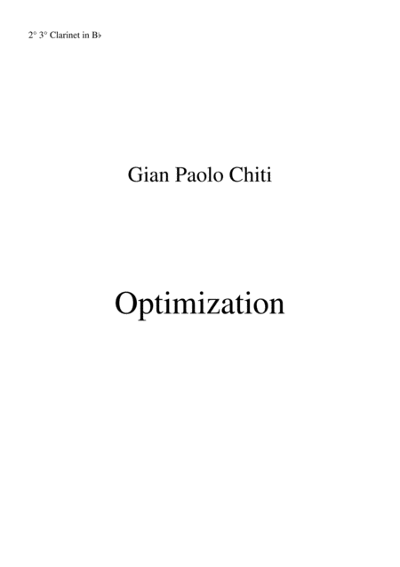 Gian Paolo Chiti Optimisation For Intermediate Concert Band 2nd And 3rd Bb Clarinet Part Sheet Music