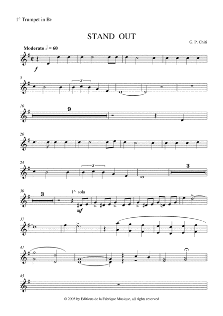 Free Sheet Music Gian Paolo Chiti Standout For Intermediate Concert Band 1st Bb Trumpet Part