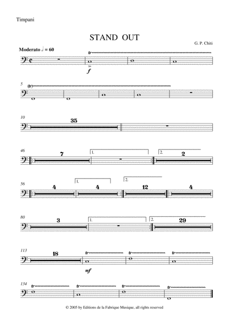 Free Sheet Music Gian Paolo Chiti Standout For Intermediate Concert Band Timpani Part