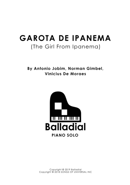 Free Sheet Music Girl From Ipanema Garota De Ipanema