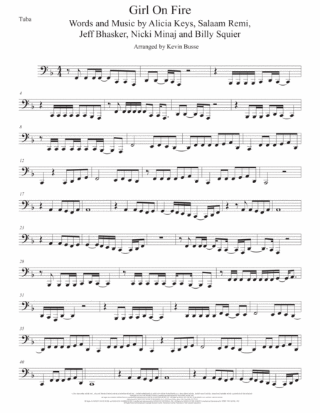 Free Sheet Music Girl On Fire Tuba