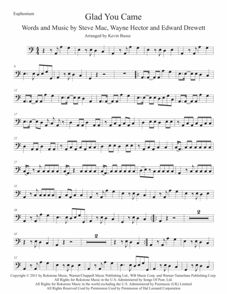 Glad You Came Easy Key Of C Euphonium Sheet Music