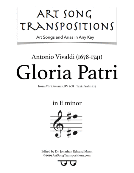 Free Sheet Music Gloria Patri Transposed To E Minor
