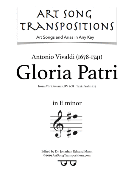 Gloria Patri Transposed To E Minor Sheet Music