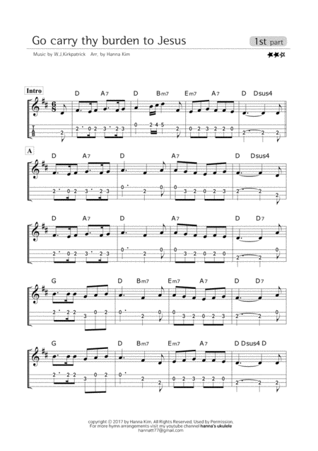 Go Carry Thy Burden To Jesus Hymn Ukulele Ensemble Sheet Music