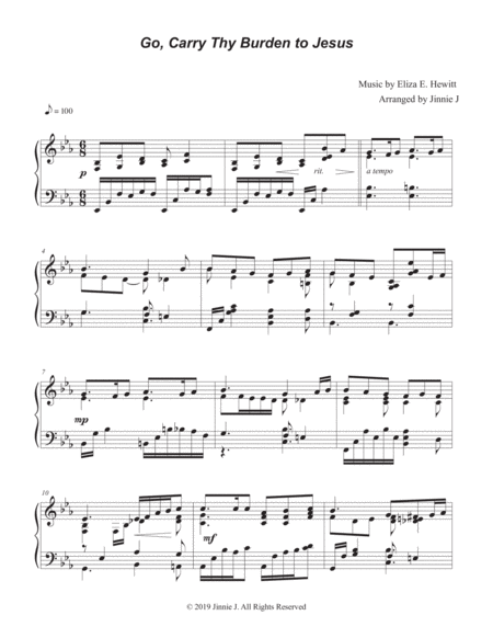 Go Carry Thy Burden To Jesus Piano Hymn Arrangement Sheet Music