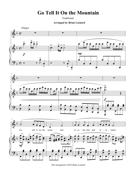 Go Tell It On The Mountain Piano Solo Or Piano And Medium Voice Sheet Music