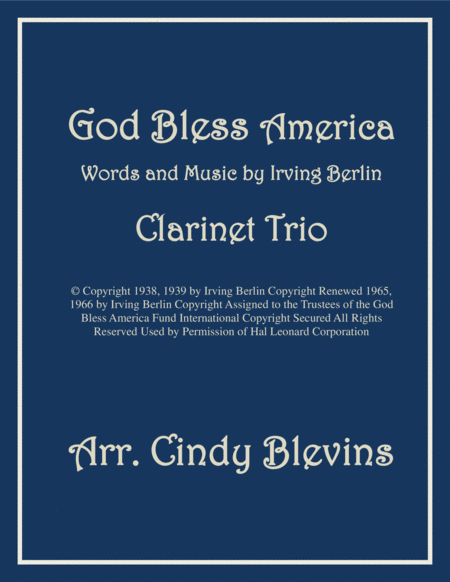 Free Sheet Music God Bless America For Clarinet Trio