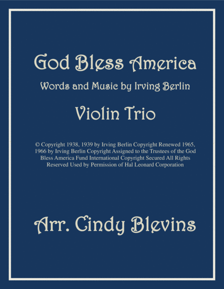 Free Sheet Music God Bless America For Violin Trio