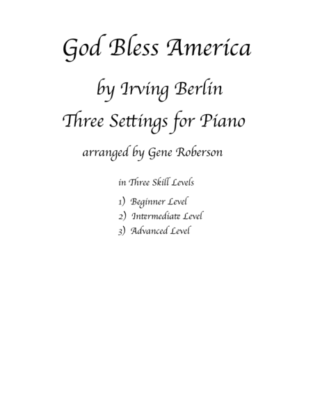 Free Sheet Music God Bless America Three Settings 3 Skill Levels