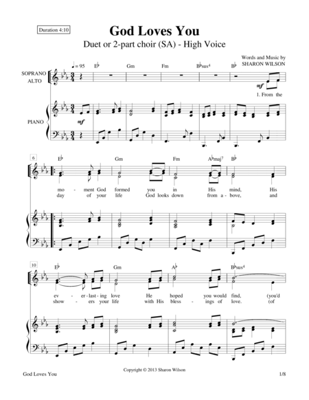 Free Sheet Music God Loves You Sa Duet High Voice