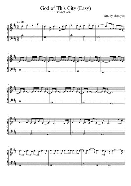 God Of This City Easy Chris Tomlin Piano Solo Sheet Music