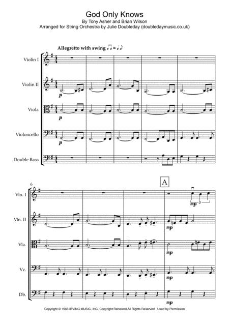 God Only Knows For String Orchestra Sheet Music