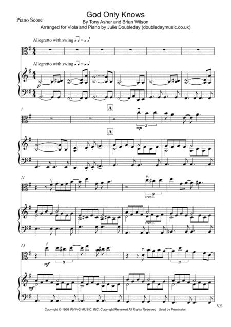 Free Sheet Music God Only Knows For Viola And Piano