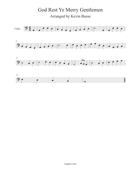 God Rest Ye Merry Gentlemen Cello Sheet Music