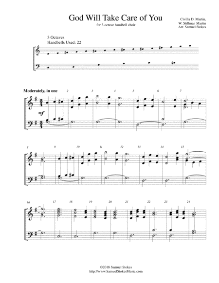 Free Sheet Music God Will Take Care Of You For 3 Octave Handbell Choir