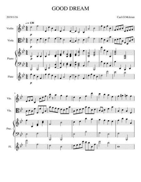 Free Sheet Music Good Dream Violin Piano Viola Flute