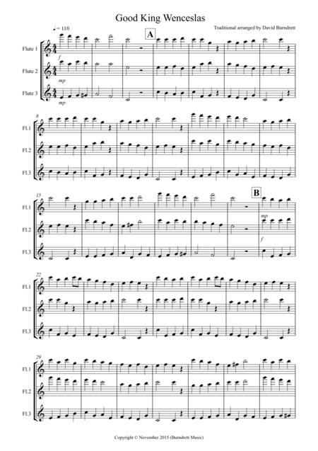 Good King Wenceslas For Flute Trio Sheet Music