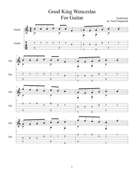 Good King Wenceslas For Guitar Sheet Music