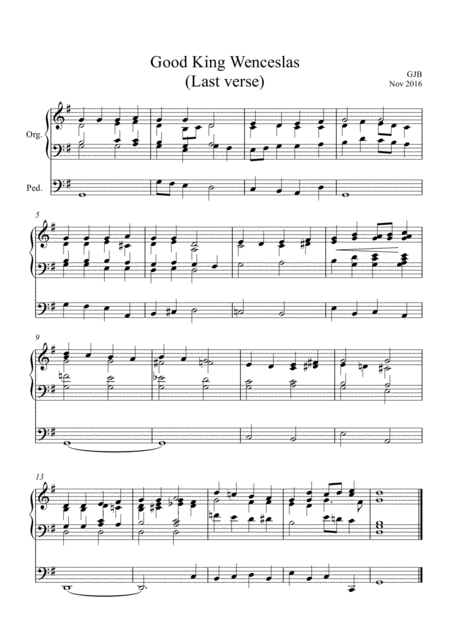 Free Sheet Music Good King Wenceslas Last Verse For Organ