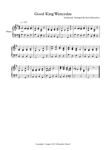 Good Wenceslas For Easy Piano Solo Sheet Music