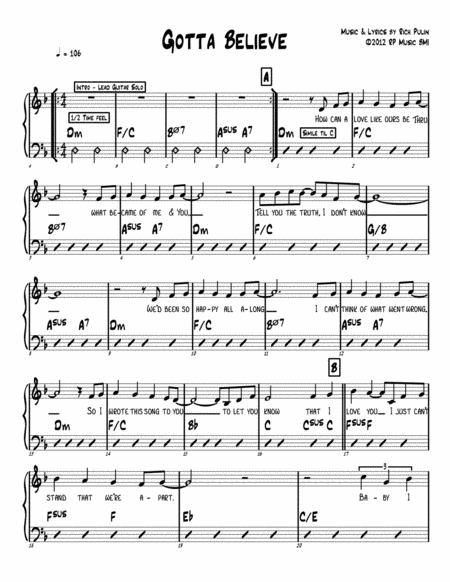 Free Sheet Music Gotta Believe