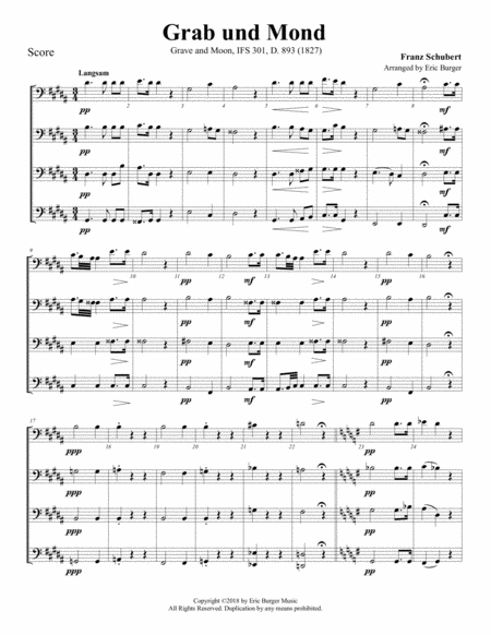 Free Sheet Music Grab Und Mond For Trombone Or Low Brass Quartet