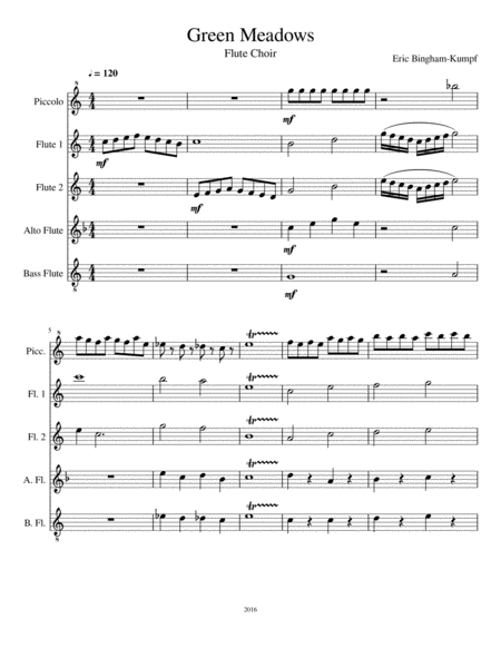 Free Sheet Music Green Meadows