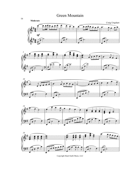 Free Sheet Music Green Mountain