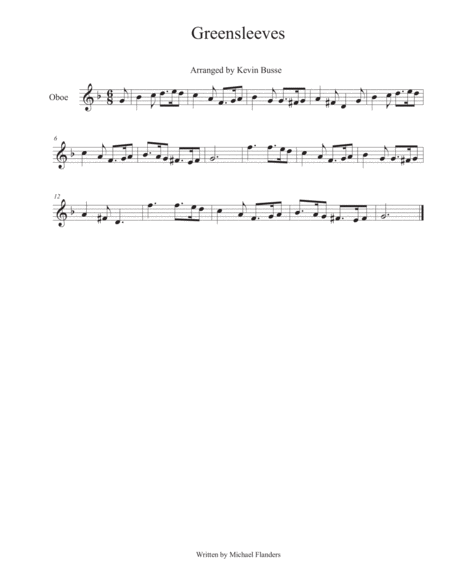 Free Sheet Music Greensleeves Oboe